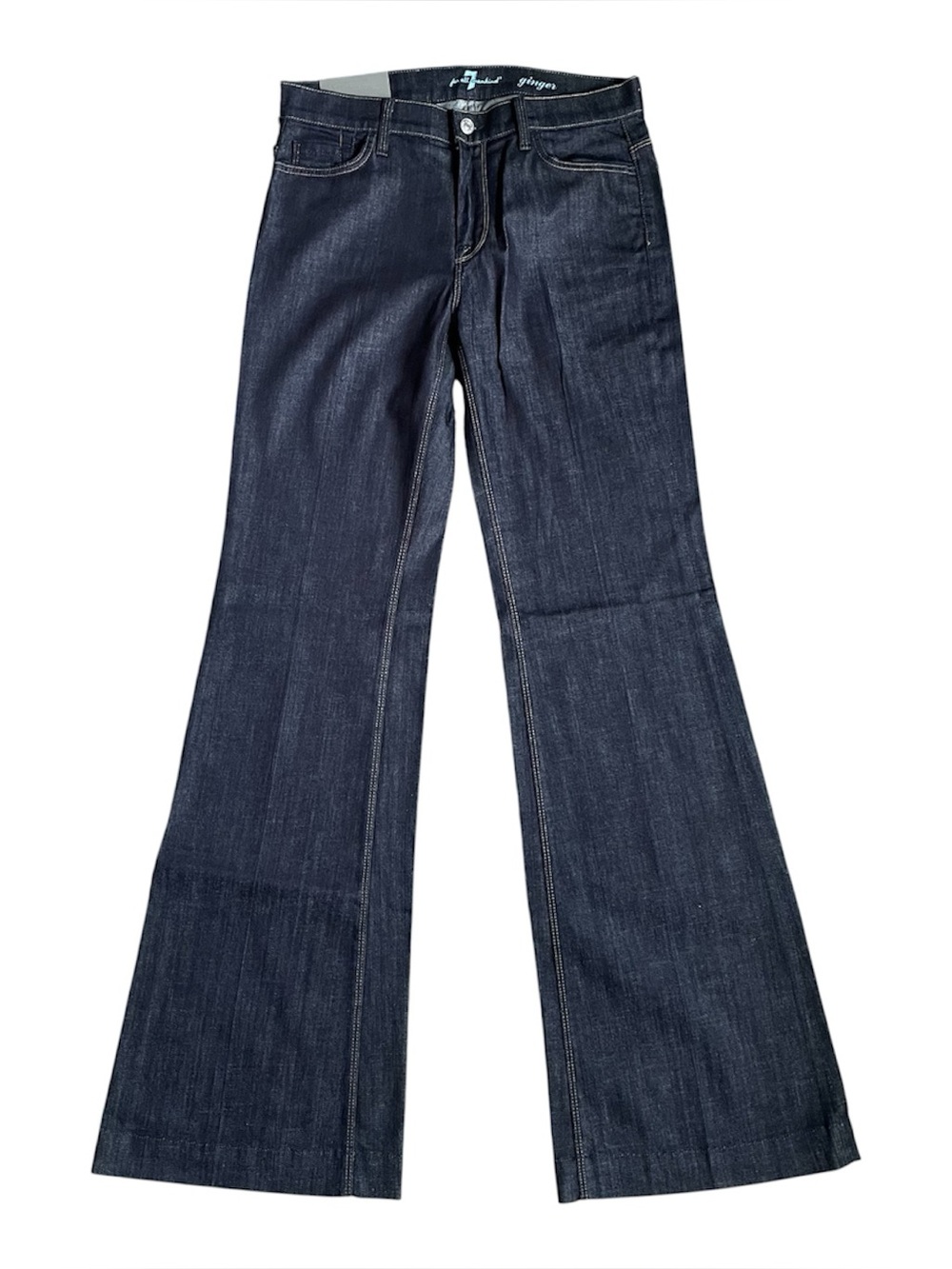 7 For All Mankind Ginger Trouser Jeans Womens 30 Dark Blue Wide Leg NWT